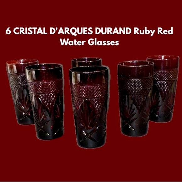 6 CRISTAL D'ARQUES DURAND Ruby Red
Water Glasses
CRISTAL D'ARQUES DURAND - Picture 1 of 10